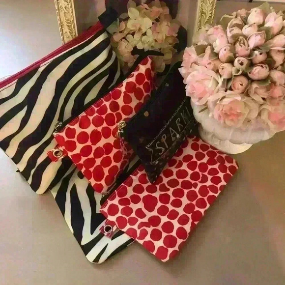 Lot of 5 Bath & Body Works Zipper Makeup Bag Glitter Cosmetic Bag - Picture 1 of 12